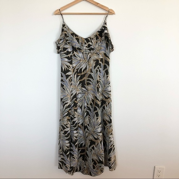 Witchery tropical botanical earth print high low hem viscose midi dress - Picture 3 of 9